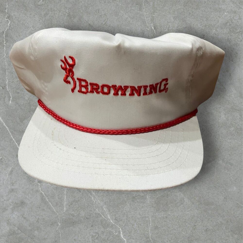 Browning Vintage Hunter Trucker Cap Hat Snapback White Red Men's One Size